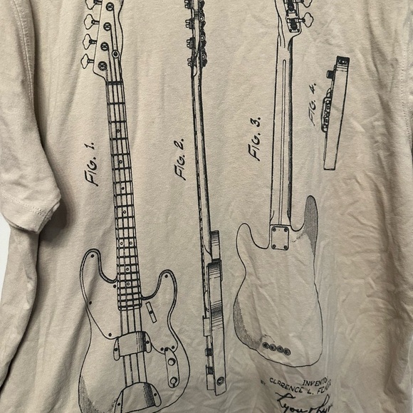 Tan “Fender” Men's T-Shirt w/ Back Graphic XL - Picture 4 of 7